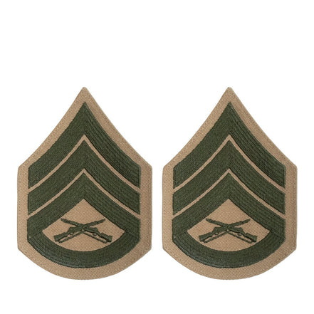 Marine Corps Chevron: Staff Sergeant - green embroidered on khaki, female - Hooyah Woodworks LLC