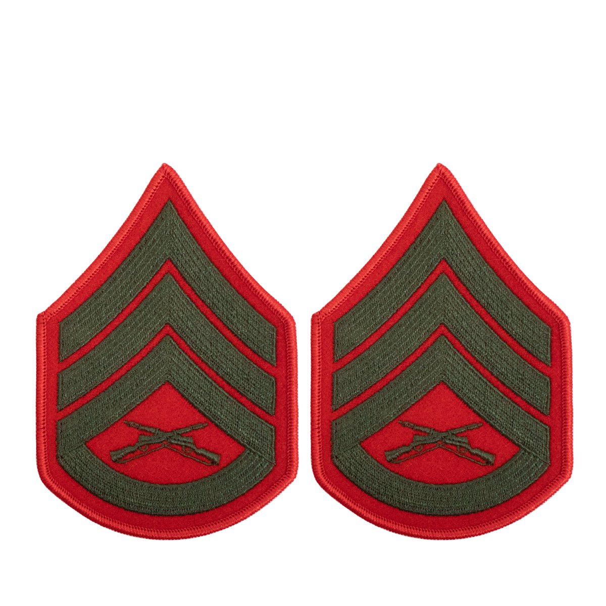 Marine Corps Chevron: Staff Sergeant - green embroidered on red, female - Hooyah Woodworks LLC