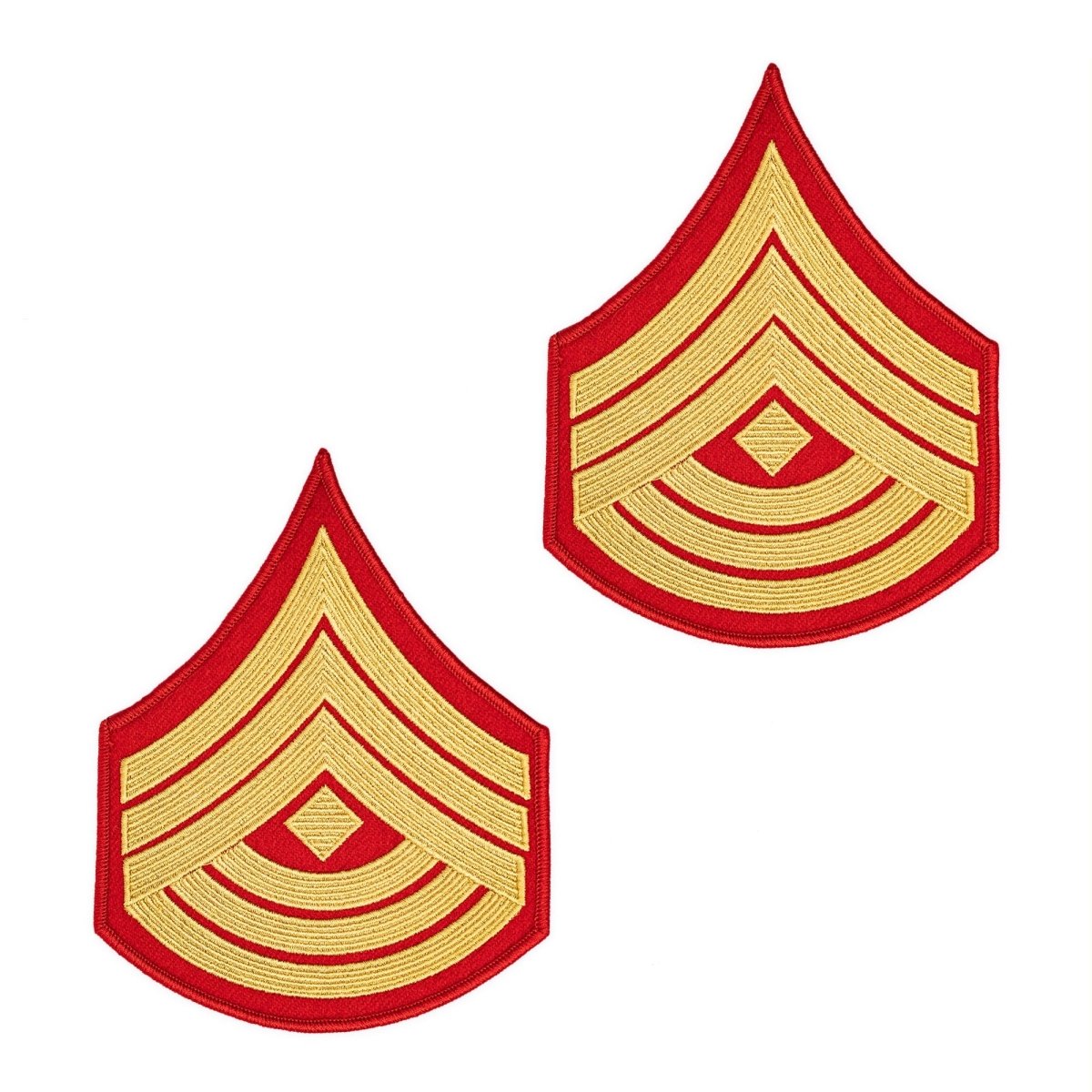 Marine Corps Evening Dress Chevron: 1st Sergeant- gold embroidered on red - Female - Hooyah Woodworks LLC