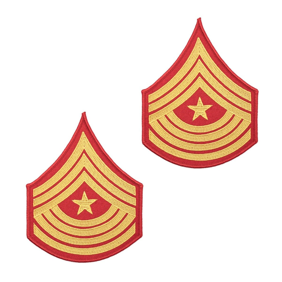 Marine Corps Evening Dress Chevron: Sergeant Major - gold embroidered on red - Female - Hooyah Woodworks LLC