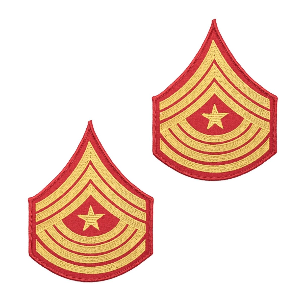 Marine Corps Evening Dress Chevron: Sergeant Major - gold embroidered on red - Female - Hooyah Woodworks LLC