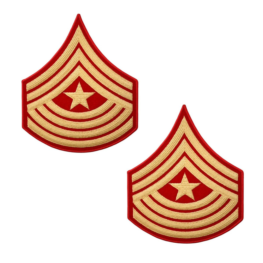 Marine Corps Evening Dress Chevron: Sergeant Major- gold embroidered on red - Male - Hooyah Woodworks LLC