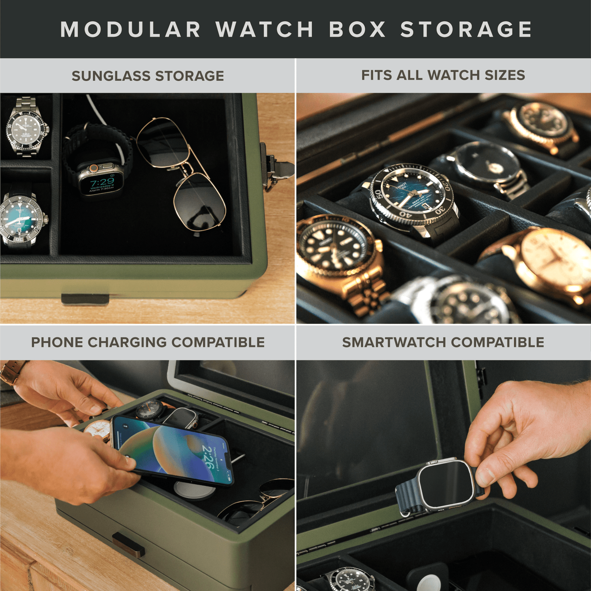 Military Modular Watch Box - 10 Slot - Hooyah Woodworks LLC