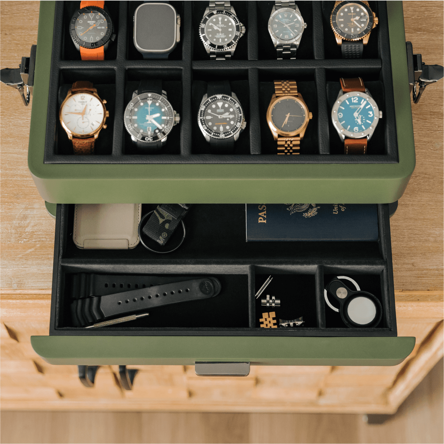 Military Modular Watch Box - 10 Slot - Hooyah Woodworks LLC