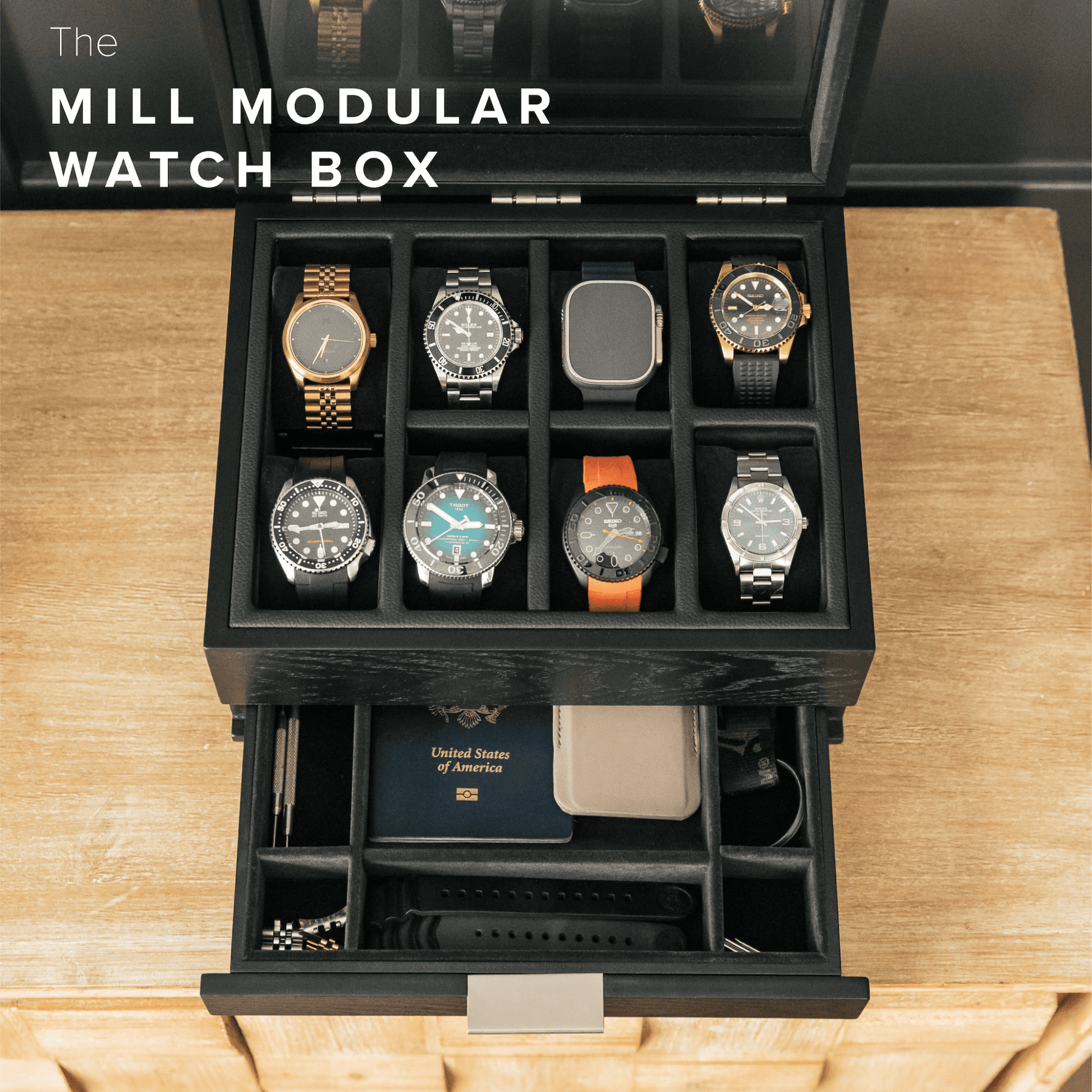 Mill Modular Watch Box - 8 Slot - Hooyah Woodworks LLC