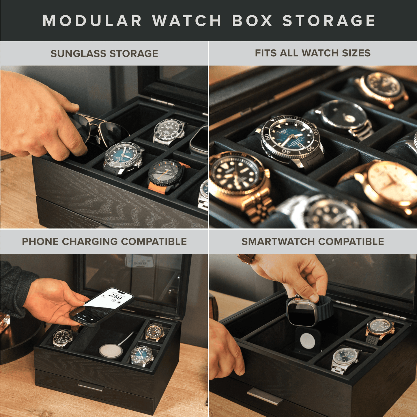 Mill Modular Watch Box - 8 Slot - Hooyah Woodworks LLC