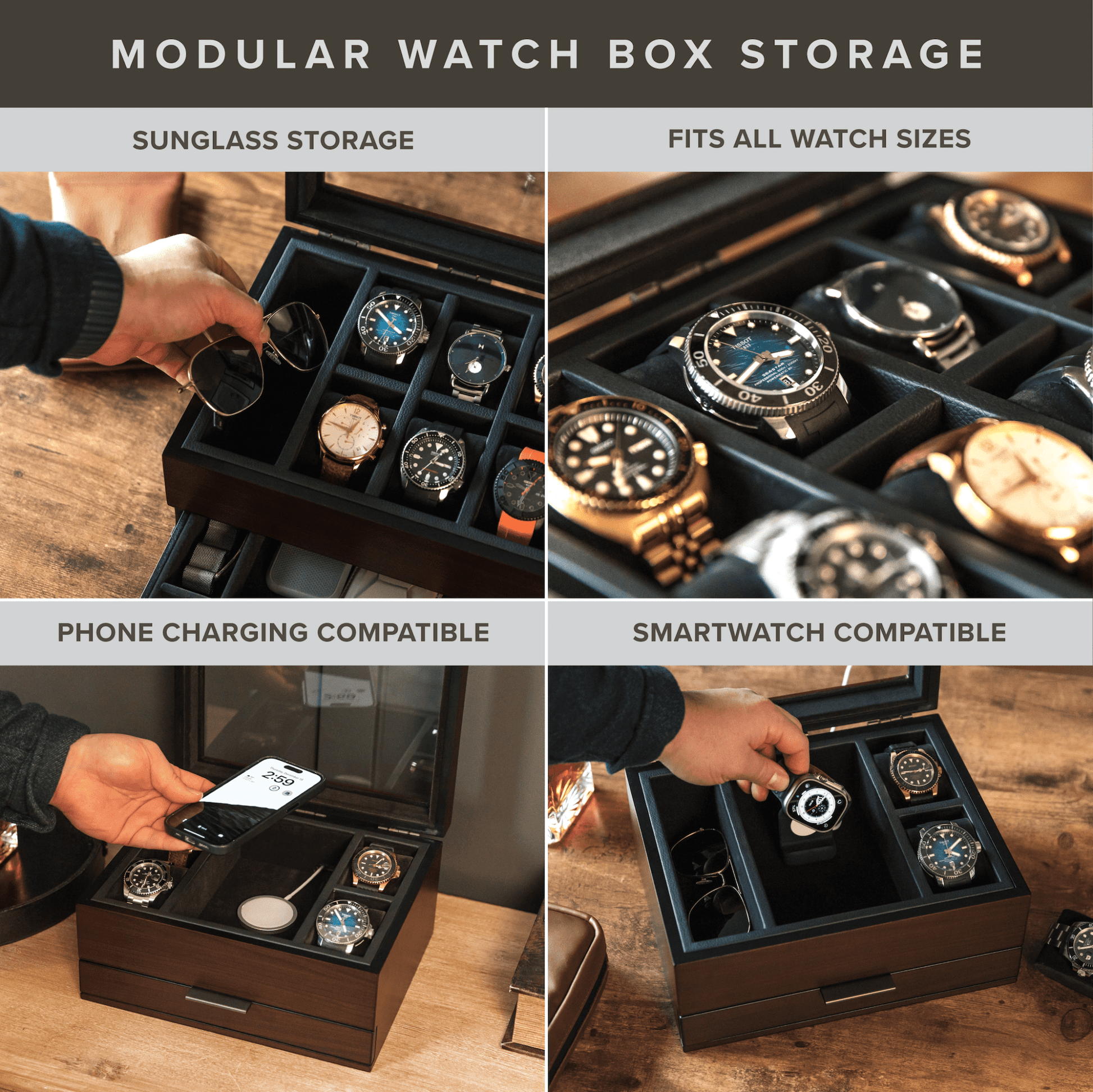 Mill Modular Watch Box - 8 Slot - Hooyah Woodworks LLC
