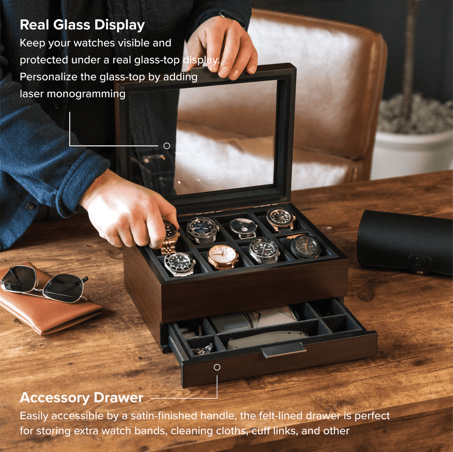 Mill Modular Watch Box - 8 Slot - Hooyah Woodworks LLC