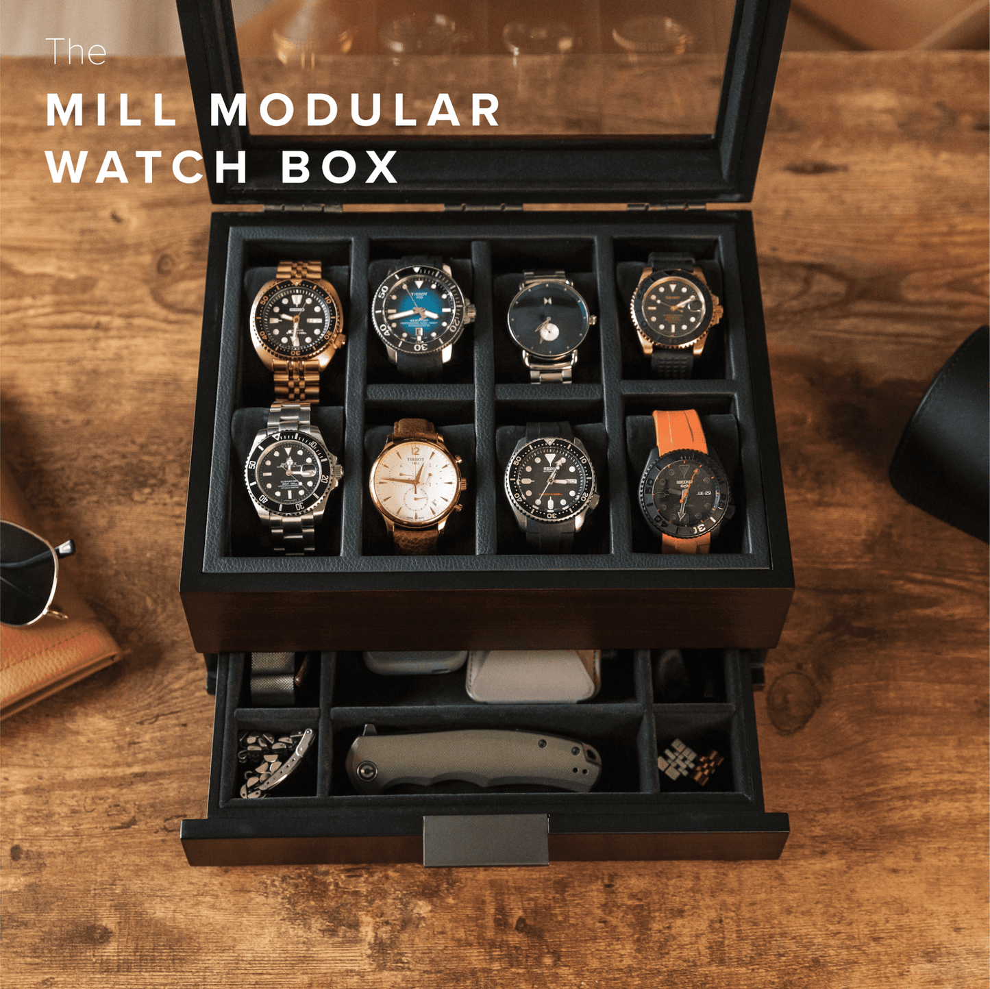 Mill Modular Watch Box - 8 Slot - Hooyah Woodworks LLC