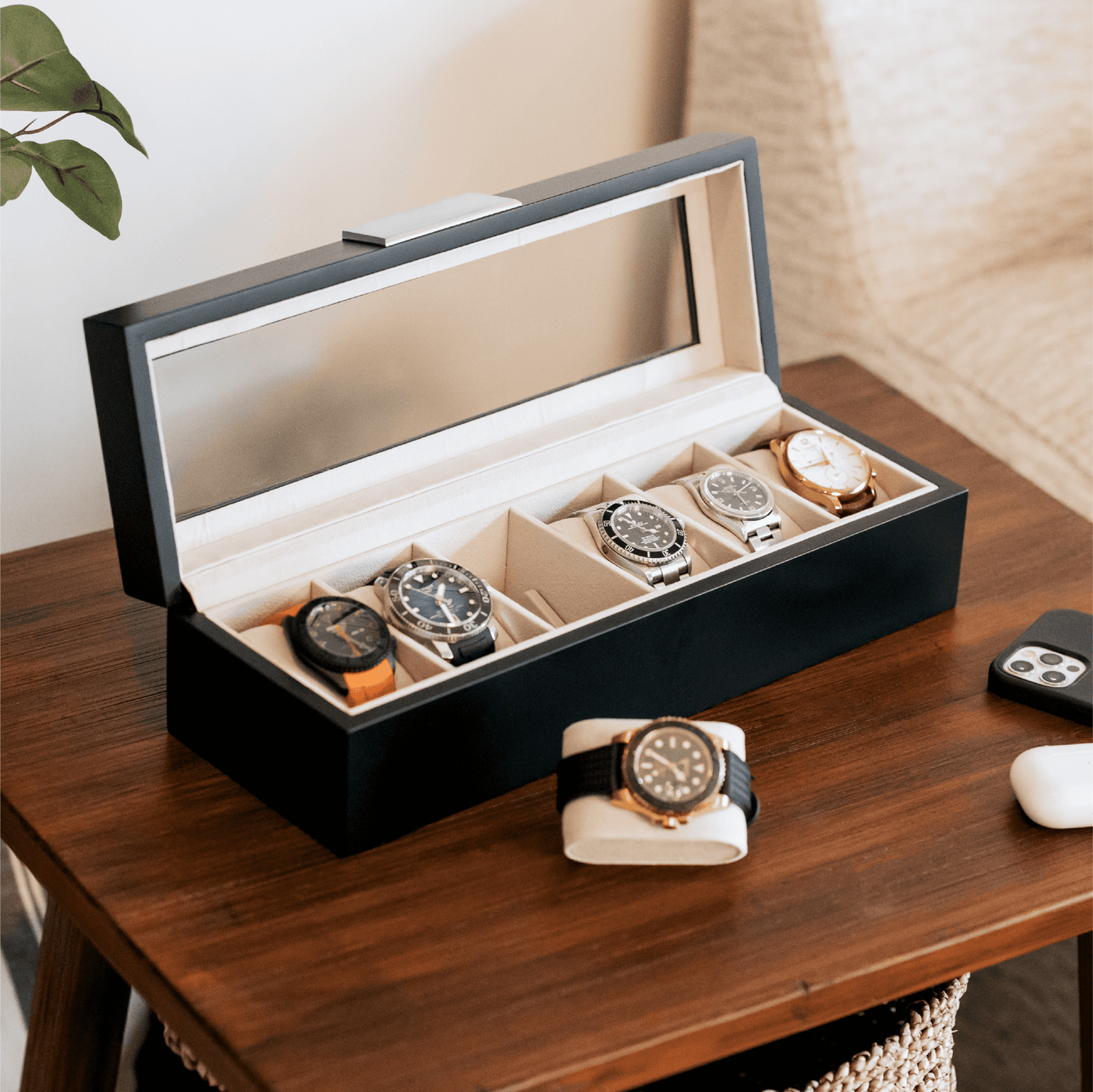 Modern Clip Watch Box - 6 Slot - Hooyah Woodworks LLC
