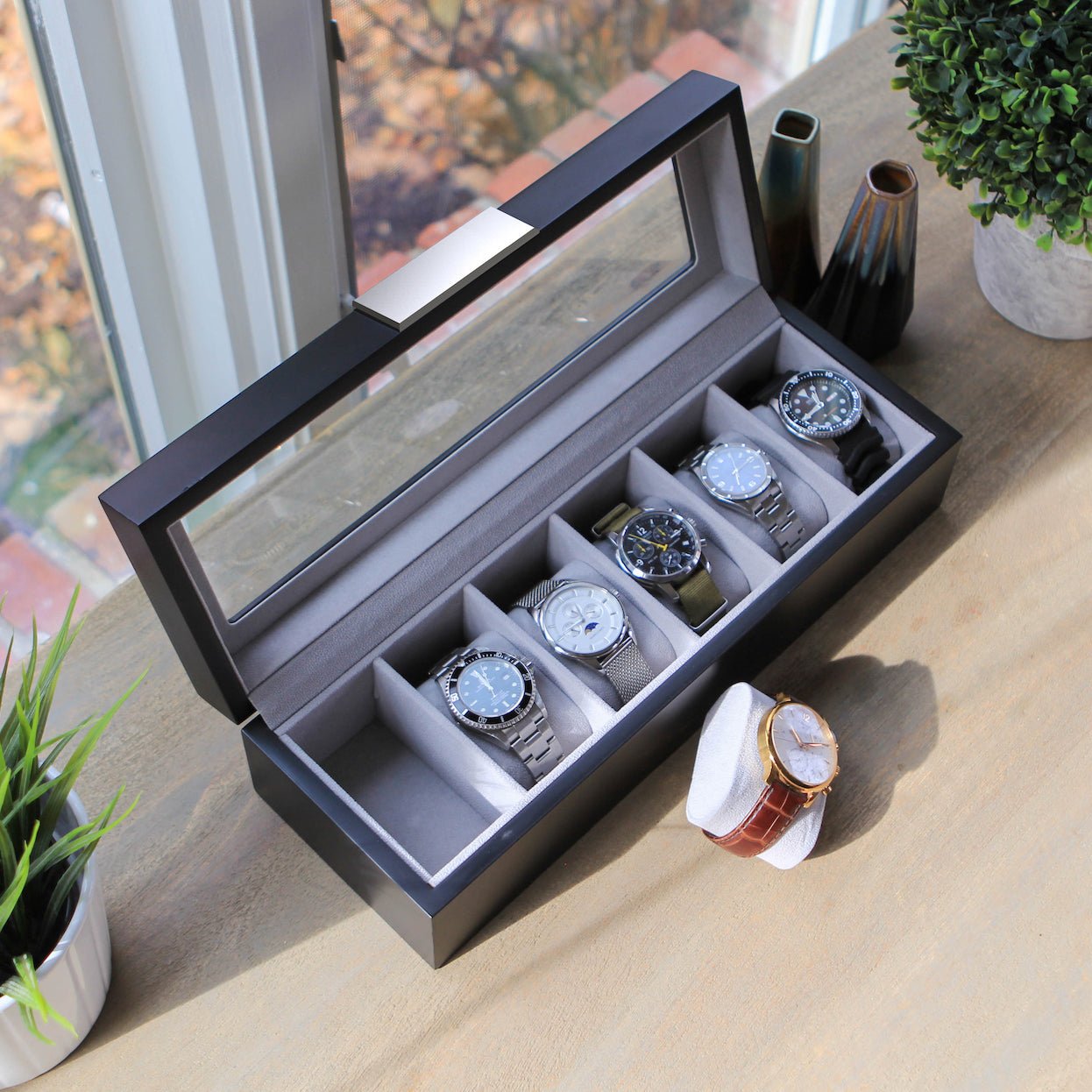 Modern Clip Watch Box - 6 Slot - Hooyah Woodworks LLC