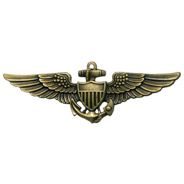 Navy Badge: Aviator - regulation size, antique gold - Hooyah Woodworks LLC