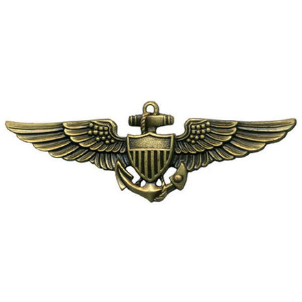 Navy Badge: Aviator - regulation size, antique gold - Hooyah Woodworks LLC