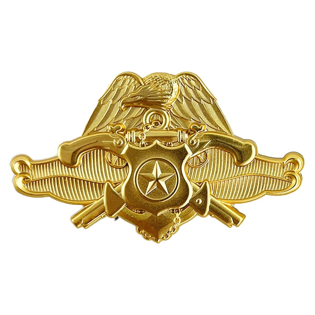 Navy Badge: Officer Security Forces Specialist - regulation size 24K Gold/7 matte finish - Hooyah Woodworks LLC