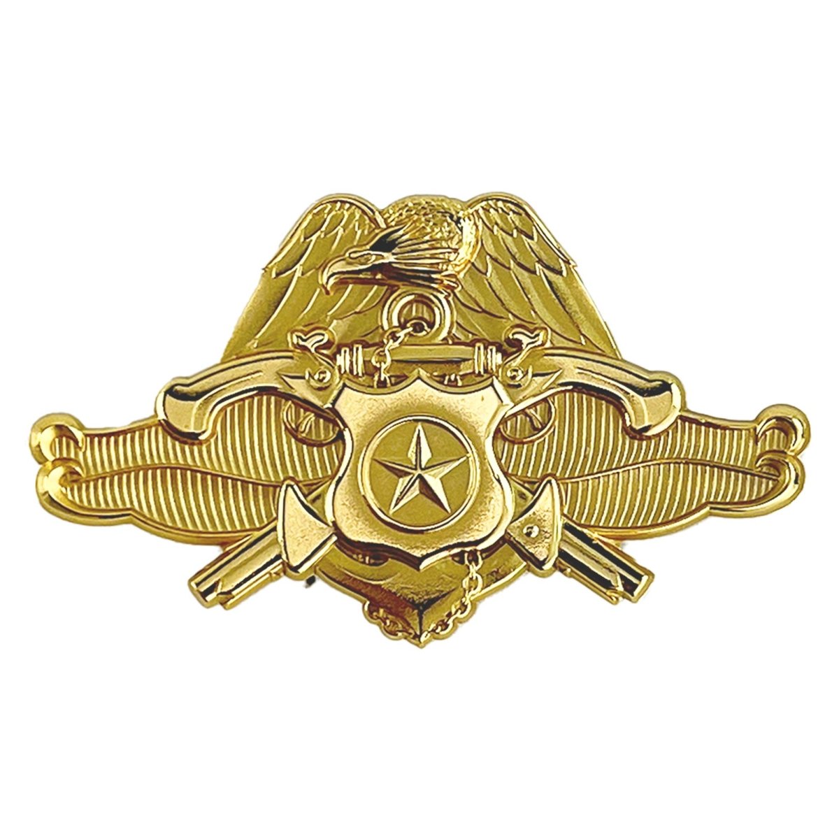 Navy Badge: Officer Security Forces Specialist - regulation size 24k gold/8 polished finish - Hooyah Woodworks LLC
