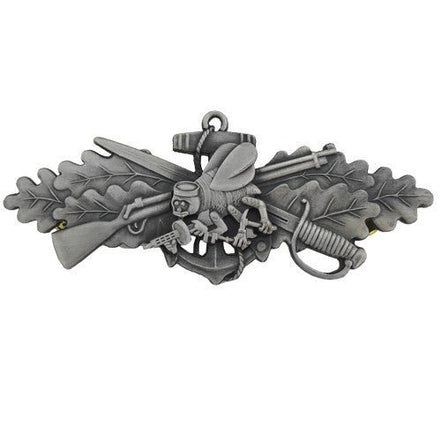 Navy Badge: Seabee Combat Warfare Specialist Enlisted - Oxidized - Hooyah Woodworks LLC
