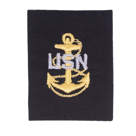 Navy Cold Weather Parka (CWP) Tab Device: Gold Embroidered Anchor E7 Chief Petty Officer - Hooyah Woodworks LLC