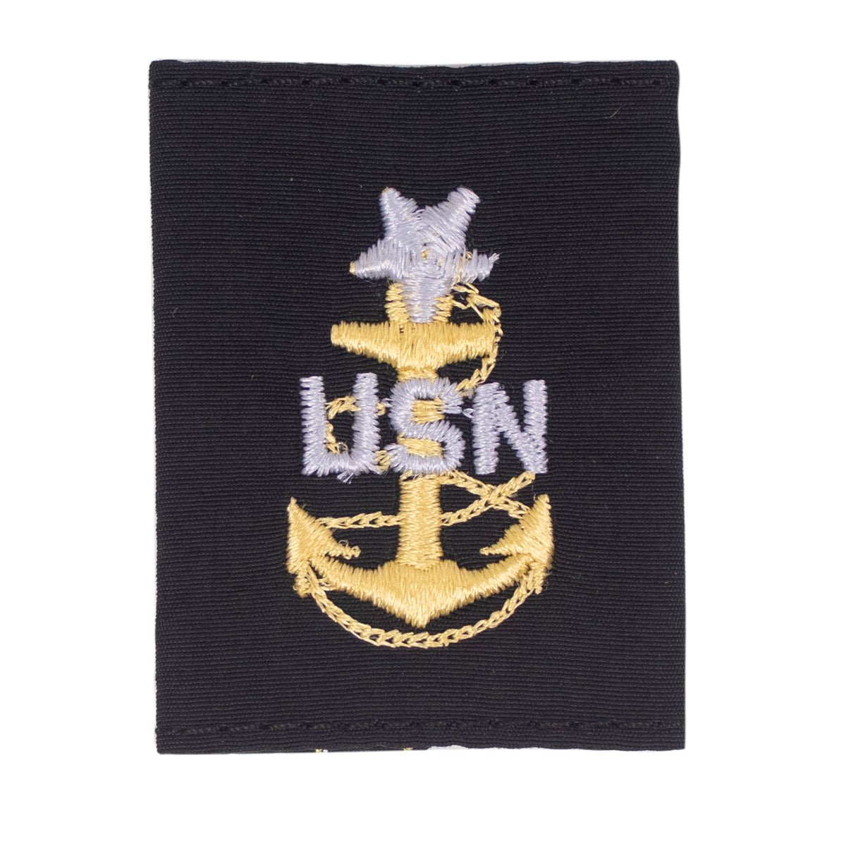 Navy Cold Weather Parka (CWP) Tab Device: Gold Embroidered Anchor E8 Senior Chief Petty Officer - Hooyah Woodworks LLC