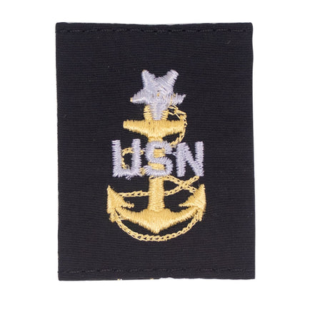 Navy Cold Weather Parka (CWP) Tab Device: Gold Embroidered Anchor E8 Senior Chief Petty Officer - Hooyah Woodworks LLC