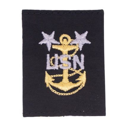 Navy Cold Weather Parka (CWP) Tab Device: Gold Embroidered Anchor E9 Master Chief Petty Officer - Hooyah Woodworks LLC