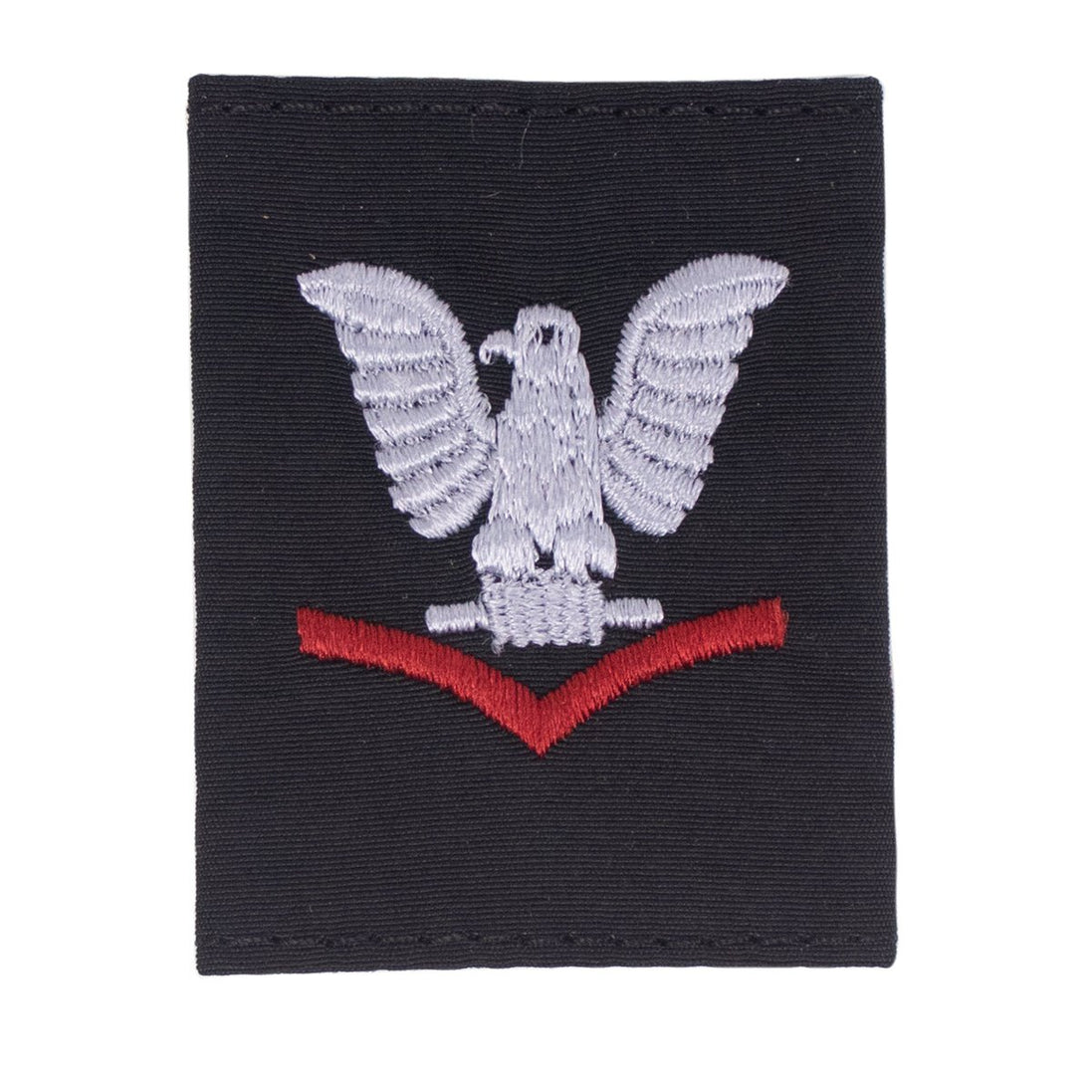 Navy Cold Weather Parka (CWP) Tab Device: Scarlet Embroidered Chevrons E4 Third Class Petty Officer - Hooyah Woodworks LLC