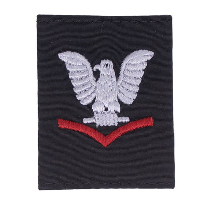 Navy Cold Weather Parka (CWP) Tab Device: Scarlet Embroidered Chevrons E4 Third Class Petty Officer - Hooyah Woodworks LLC