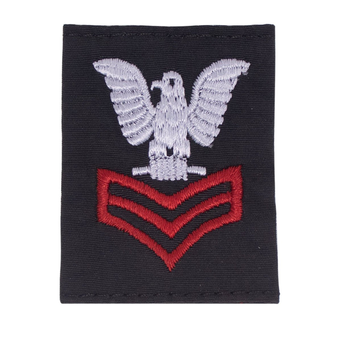 Navy Cold Weather Parka (CWP) Tab Device: Scarlet Embroidered Chevrons E6 First Class Petty Officer - Hooyah Woodworks LLC