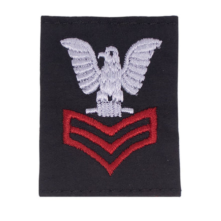Navy Cold Weather Parka (CWP) Tab Device: Scarlet Embroidered Chevrons E6 First Class Petty Officer - Hooyah Woodworks LLC