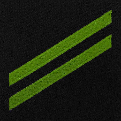 Navy E2 Rating Badge: Airman Apprentice - green chevrons on blue serge - Hooyah Woodworks LLC