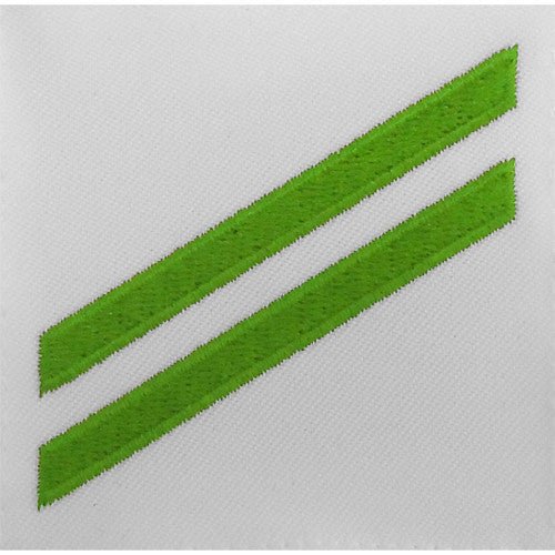 Navy E2 Rating Badge: Airman Apprentice - green chevrons on white CNT - Hooyah Woodworks LLC