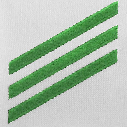Navy E3 Rating Badge: Airman - green chevrons on white CNT - Hooyah Woodworks LLC