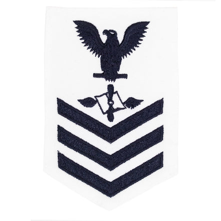 Navy E6 FEMALE Rating Badge: Aviation Maintenance Administration - white - Hooyah Woodworks LLC