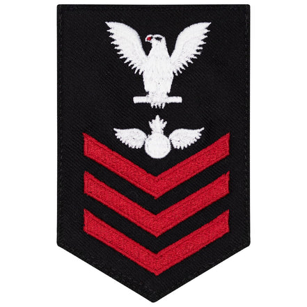 Navy E6 FEMALE Rating Badge: Aviation Ordnanceman - New Serge for Jumper - Hooyah Woodworks LLC