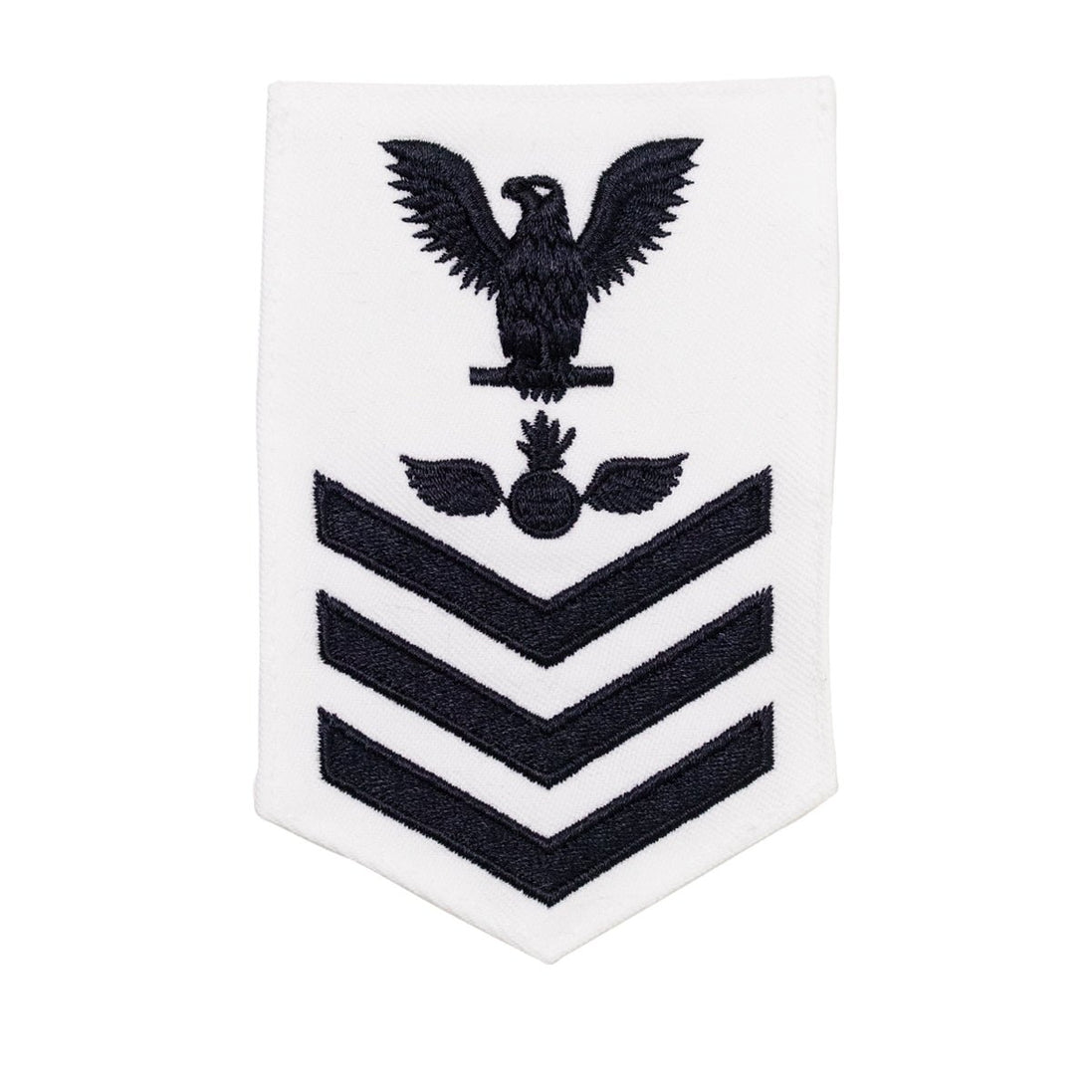 Navy E6 FEMALE Rating Badge: Aviation Ordnanceman - white - Hooyah Woodworks LLC