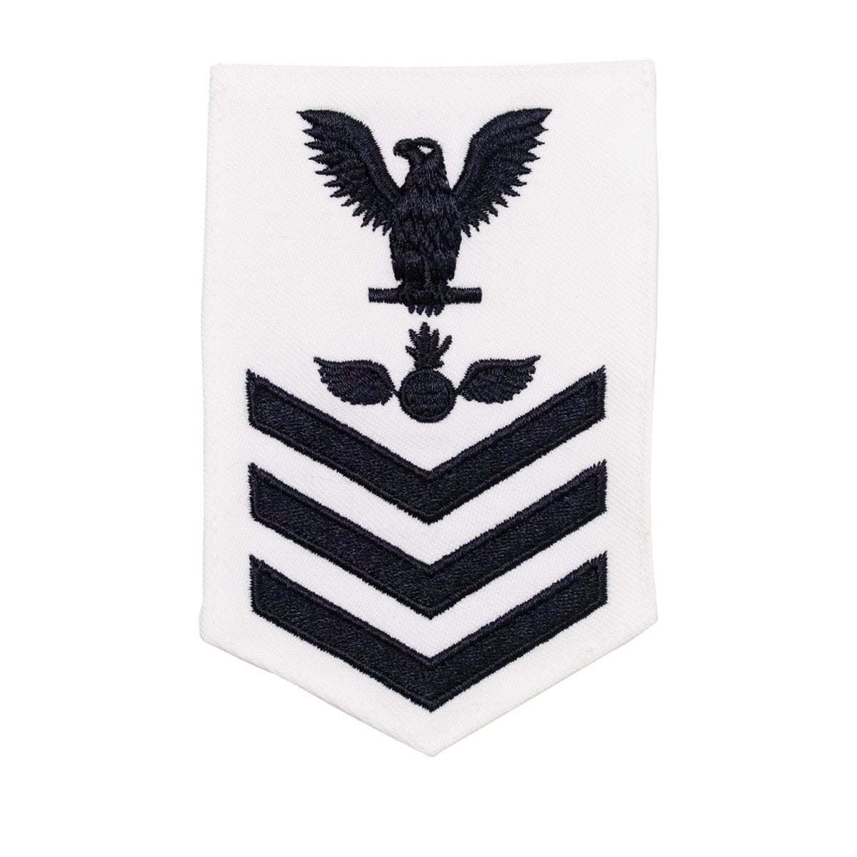 Navy E6 FEMALE Rating Badge: Aviation Ordnanceman - white - Hooyah Woodworks LLC