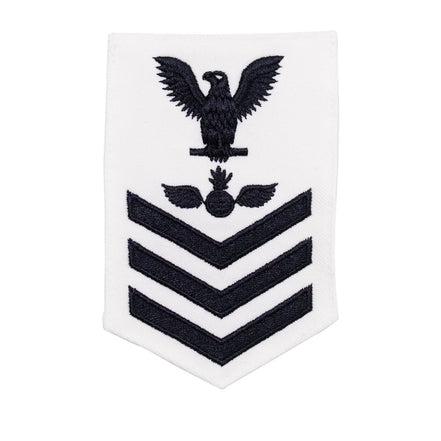 Navy E6 FEMALE Rating Badge: Aviation Ordnanceman - white - Hooyah Woodworks LLC