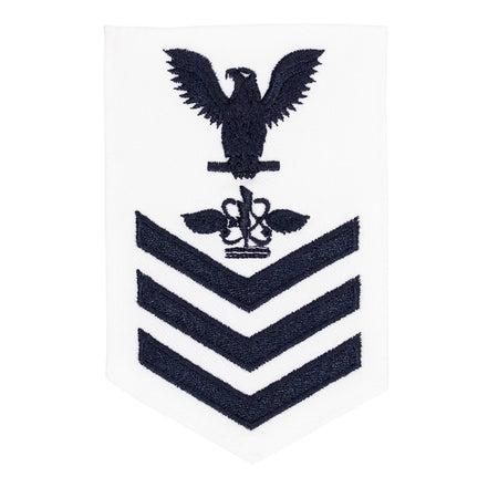 Navy E6 FEMALE Rating Badge: Aviation Warfare System Operator - white - Hooyah Woodworks LLC