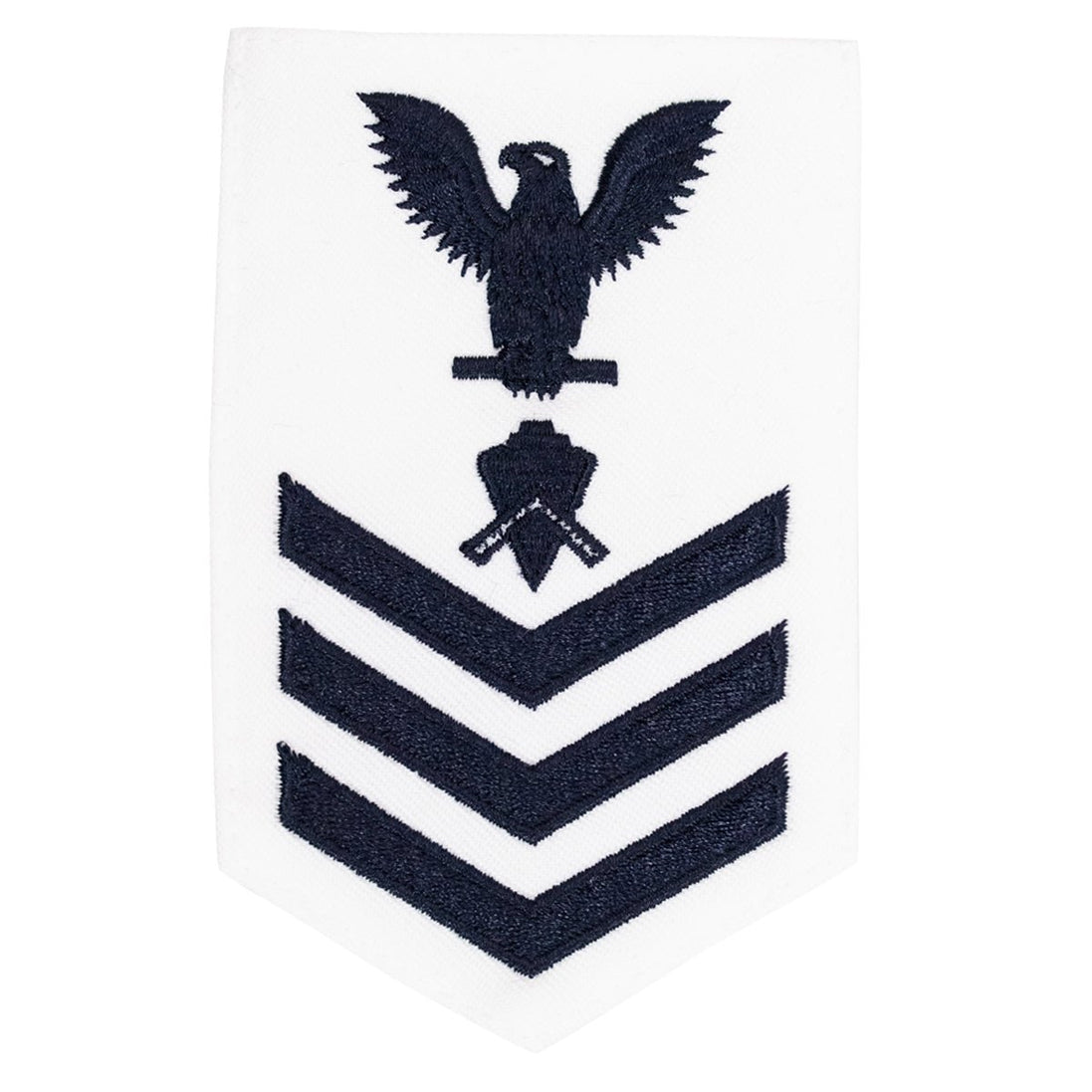 Navy E6 FEMALE Rating Badge: Builder - white - Hooyah Woodworks LLC