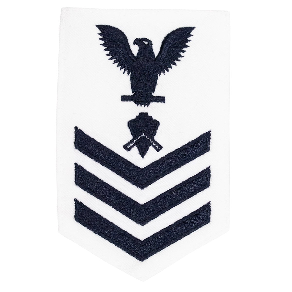 Navy E6 FEMALE Rating Badge: Builder - white - Hooyah Woodworks LLC