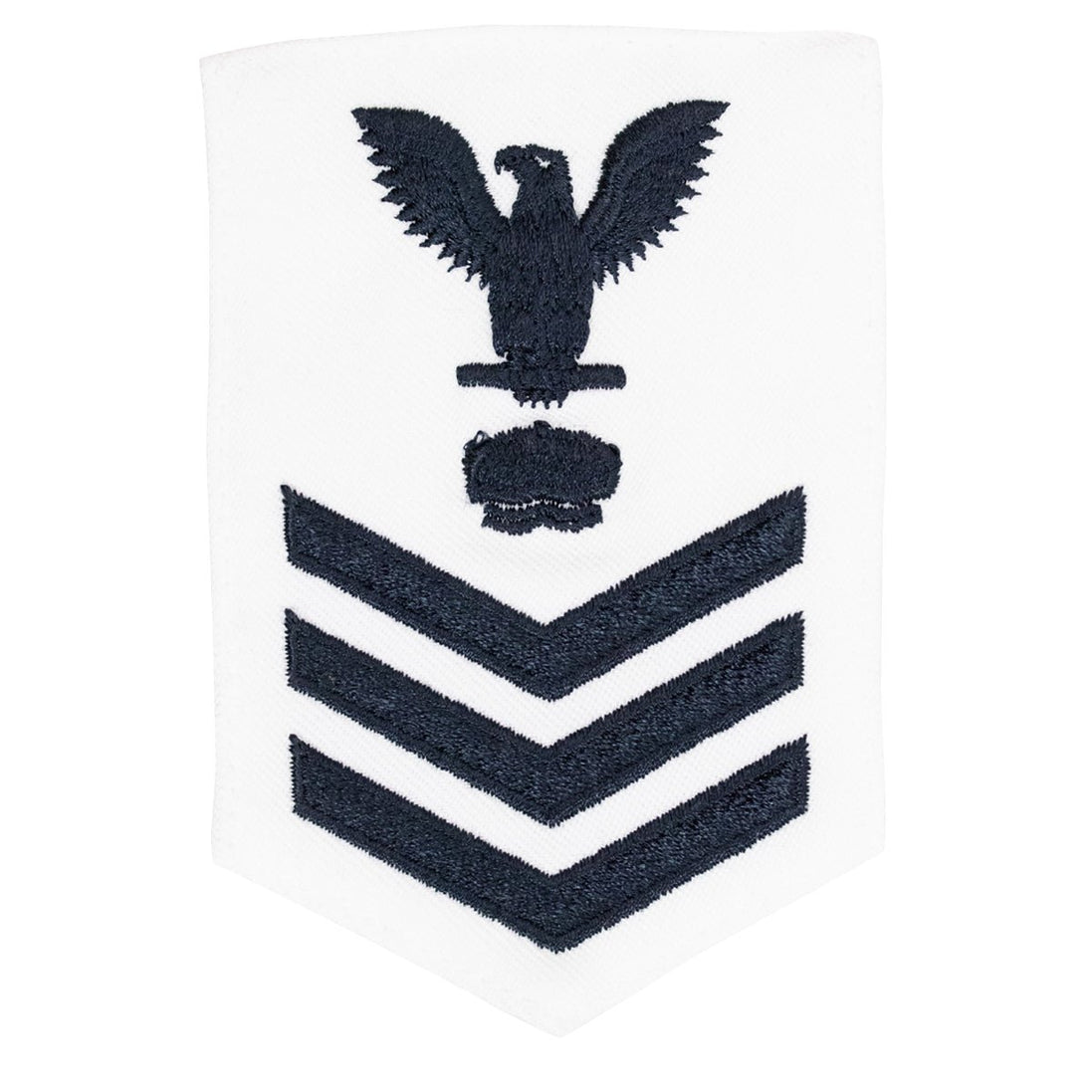 Navy E6 FEMALE Rating Badge: Mineman - white - Hooyah Woodworks LLC