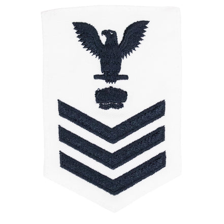 Navy E6 FEMALE Rating Badge: Mineman - white - Hooyah Woodworks LLC