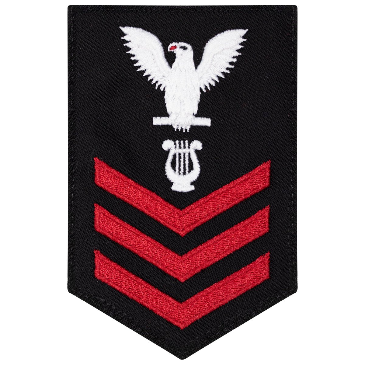 Navy E6 FEMALE Rating Badge: Musician - New Serge for Jumper - Hooyah Woodworks LLC