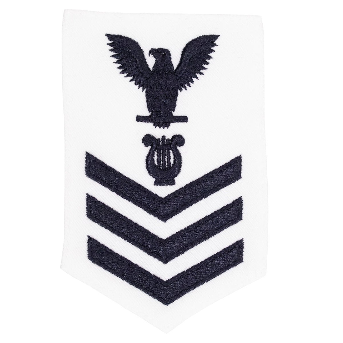 Navy E6 FEMALE Rating Badge: Musician - white - Hooyah Woodworks LLC