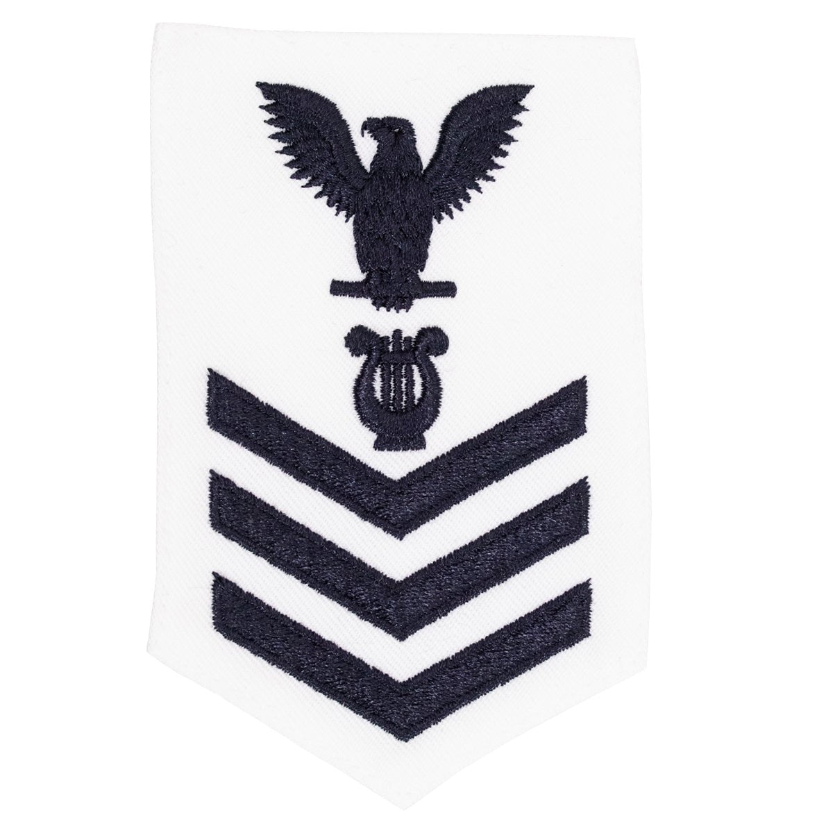 Navy E6 FEMALE Rating Badge: Musician - white - Hooyah Woodworks LLC