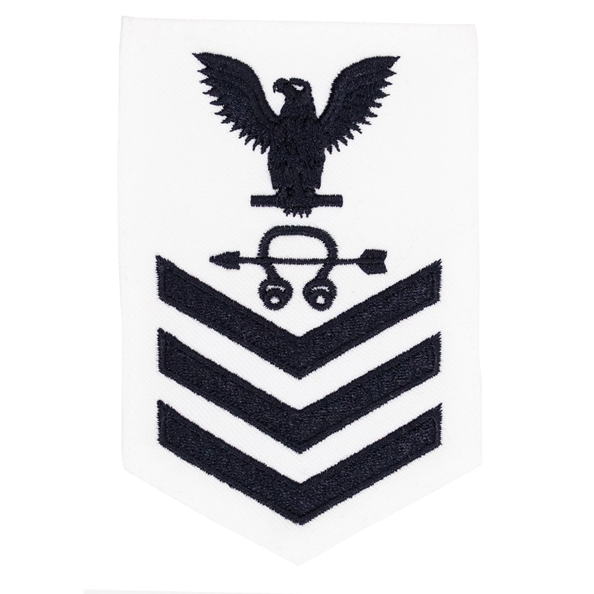 Navy E6 FEMALE Rating Badge: Sonarman - white - Hooyah Woodworks LLC