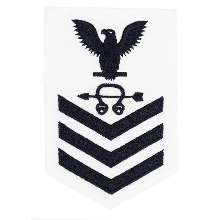 Navy E6 FEMALE Rating Badge: Sonarman - white - Hooyah Woodworks LLC