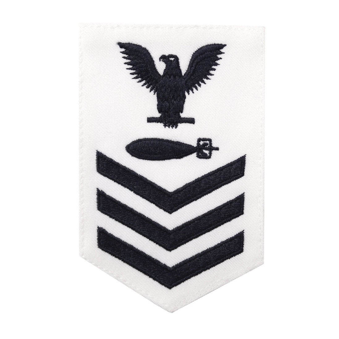 Navy E6 FEMALE Rating Badge: Torpedoman - Dress White CNT - Hooyah Woodworks LLC