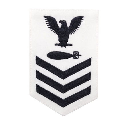 Navy E6 FEMALE Rating Badge: Torpedoman - Dress White CNT - Hooyah Woodworks LLC