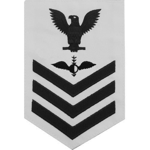 Navy E6 MALE Rating Badge: Aerographer's Mate - white - Hooyah Woodworks LLC