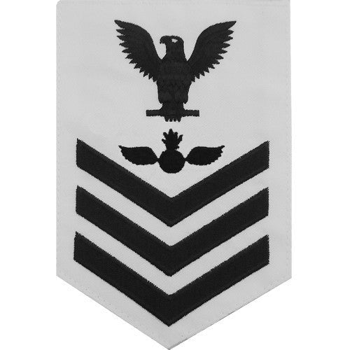Navy E6 MALE Rating Badge: Aviation Ordnanceman - white - Hooyah Woodworks LLC